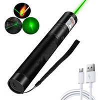 พลังงานสูงสีเขียวเลเซอร์ตัวชี้5มิลลิวัตต์532nm USB ชาร์จลำแสงที่มองเห็นได้แสงทหารการเผาไหม้สีแดงเลเซอร์ปากกาแมวของเล่น Lazer ปากกา