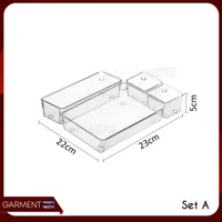 Set Akrilik Box 4 Pcs Wadah Sekat Penyimpanan Makanan Kulkas Storage Box Kotak Bening Multifungsi NO