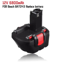 12V 6800mAh Ni-MH Battery Replacement for Bosch BAT043 BAT045 BAT120 BAT139 2607335542 for Bosch GSR 12-2 12VE-2 PSR 12 GSB