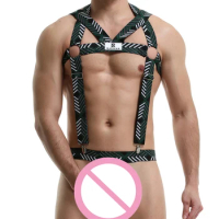 Mens Suspender Bodysuits Mankini Chest Harness Underwear Erotic Lingerie Cockring Ring Bikini Singlet Gay Jumpsuits Undershirts