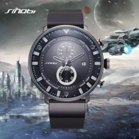 SINOBI Fashion Men's Watches Functional Chronograph Ultra Thin Big Dial Clock Waterproof Sports Man Quartz Sports Wristwatch
