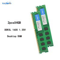 High Quality (2X 4GB) DDR3L 1600MHz Desktop RAM PC3L-12800U DIMM 1.35V for intel AMD Computer PC- Green