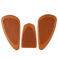 3Pcs/set Rubber Retro Motorcycle Tank Pad Cafe Racer Fuel Tank Knee Pad Protector Sticker Stripes Decal Motorbike Traction Pad