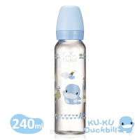KUKU酷咕鴨 超矽晶標準玻璃奶瓶240ml(藍/粉)