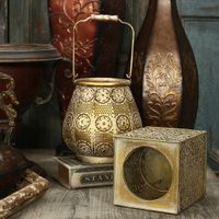 復古民宿軟裝飾品古典高腳杯花器 花瓶花盆歐式鐵藝裝飾擺件燭臺