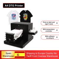 Multifunction DTG Printer A4 Size 6 Colors Flatbed Printer Dark And Light Clothes Direct to Garment T-Shirt Printing Machine