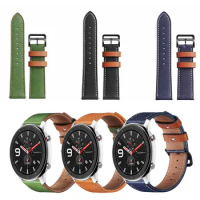 For Xiaomi Huami Amazfit GTR Watch Strap 47mm 42mm Leather Band for Amazfit GTS Stratos 3 Bip Replacement Accessories Watchband