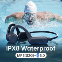For Xiaomi Samsung Bone Conduction Bluetooth Earphone Open Ear Headphone Wireless Swimming IPX8 Waterproof MP3 Player 32G Memory