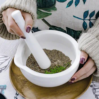New Porcelain Mortar Pestle Set Garlic Herb Spice Mixing Grinding Crusher Bowl Restaurant Kitchen Tools High Quality Convenient