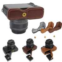 New Genuine Leather Camera Case For Canon EOS EOS M200 M100 EOS M10 Bottom Camera Cover Half Bag Black Brown Coffee