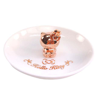 小禮堂 Hello Kitty 造型陶瓷飾品盤 (白金款)
