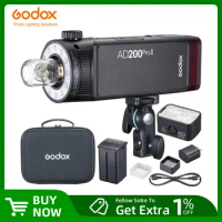 Godox 200W AD200PROII AD200PRO II TTL HSS 2.4G Wireless Camera Pocket Flash Compatible with X3 for N