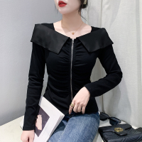 ♢Thiết kế đẹp Yimei với áo Áo Thun Cơ Bản sành điệu, áo cardigan có khóa kéo cổ chữ V của nữ lớn, áo