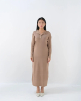QULENDA | DIANA Long Dress - Woman's Knit Long Dress - Dress Knit Panjang Wanita Muslim Simple Hitam