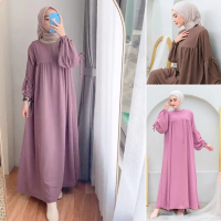 Model Gamis Terbaru 2023 Hitam Polos Simpel Modern Remaja Dress Eticha Wanita Muslim Pesta Elegan Me