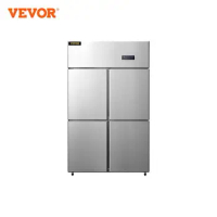 VEVOR 4 Door Commercial Refrigerator, 27.5 Cu.Ft Upright Refrigerator, 48" Side by Side Freezer,Dual Temp Control,for Restaurant