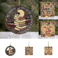 New Retro Books Photo Christmas Ornaments Jewelry Librarians Bookshelf Pendant Gifts Writers Students Teacher Pendant Nerd Gifts