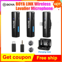 BOYA Wireless Lavalier Mic BOYALINK Lapel Audio Microphone for iPhone Android DSLR Camera Live Streaming Recording Interview