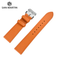 San Martin Watch Strap 20mm Leather Quick Release Wristwatch Belt Watches Band Sweat For Man Woman Comfortable Classic Epsom