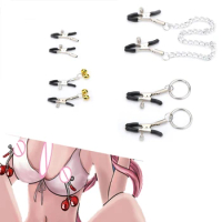 2pcs Nipple Clips with Bell Breast Clamps with Ring Metal Chain BDSM Adult Sex Toys Couples Masturbation Stimulation Erotic Toys