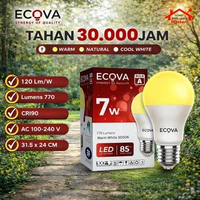 ECOVA Lampu Bohlam LED A Bulb 7W - 7 Watt Putih 6500K / Natural 4000K / Kuning 3000K 7 Watt Kuning 3