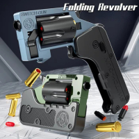 Folding Mobile Phone Toy Gun Shell Ejection Soft Bullet Long Range Portable Foldable Revolver Soft Bullet Toy Gun For Boys