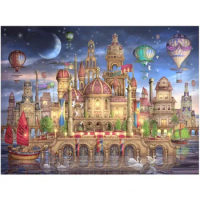 Amishop Top Quality Popular 100% Accurate Printed On Canvas Cross Stitch Kit Fantasy City, Illusion City, Dream City