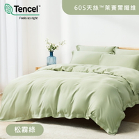 素色60支天絲100%萊賽爾 / 兩用被床包枕套四件組 / 松霧綠