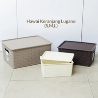 Keranjang Hawaii Lugano 9250 9251 9252 DT Small Medium Large Dengan Tutup Plastik Container Kontaine