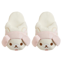 【San-X】拉拉熊 懶懶熊 可愛兔耳系列 絨毛室內拖鞋 牛奶熊(Rilakkuma)