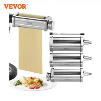 VEVOR Pasta Attachment for KitchenAid Stand Mixer Stainless Steel Pasta Roller Cutter Set Spaghetti and Fettuccine Cutter 3Pcs