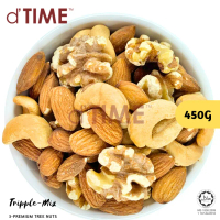 d'TIME Kindland TRIPLE-MIX 450g, 3 Premium Tree Nuts Almonds, Cashews and Walnuts || 450g