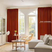 BX Indah Curtain | Caramel | 140CM-400CM | Semi-Blackout Ready Made Curtain (Hook & Ring) | Sliding