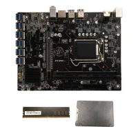 B250C BTC Mining Motherboard with 120G SSD+DDR4 4GB 2133MHZ RAM 12XPCIE to USB3.0 Card Slot LGA1151 for BTC Miner