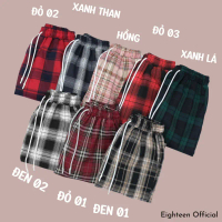 Quần Kẻ Caro Ống Rộng, Ống Suông Màu Đỏ, Đen Và Xanh Nam Nữ Đôi Vải Không Xù-CR01 Menswear Ong