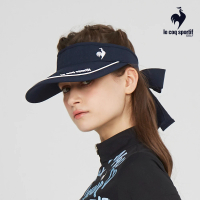 【LE COQ SPORTIF 公雞】高爾夫系列 女款藏青色大帽沿防曬可拆式蝴蝶結高爾夫球帽 QLT0J153