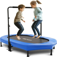 Indoor Trampoline, ANCHEER 56" Foldable Mini Trampoline with 5 Level Adjustable Handle Bar DoubleTrampoline for Kid and Adults