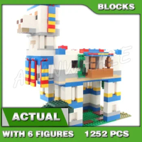 1252pcs Game My World The Giant Llama Village Farm House Herder Knight Animal 88001 Building Block Toys Compatible With Model