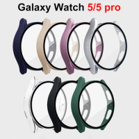 Glass+Case for Samsung Galaxy Watch 5 40mm 44mm accessories PC Bumper Cover All-Around Screen Protector Galaxy watch 5 pro 45mm