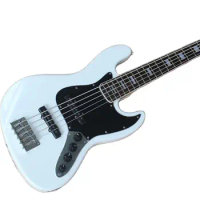 Customized white 5-string bass electric guitar, rosewood fingerboard, black pickup, high quality
