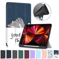 For iPad Pro 11 Case 2021 2020 2018 with Pencil Holder Folding Stand Soft TPU Back Smart Cover for Funda iPad Pro 2021 Case Kids