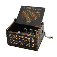 1 Piece Can't Help Falling In Love Wood Music Box, As Shown Antique Engraved For Love One Wooden Music Box
