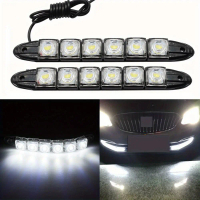 2pcs Universal Car LED DRL Daytime Running Light Flexible 6SMD White Ice Blue Driving Fog Bulb Car S