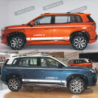 แผ่นสติ๊กเกอร์ติดรถ Aion V ห่อตัวรถ ลายทางสีสันสดใส ปรับแต่งรอบเอวและกระโปรงข้าง
