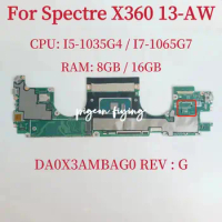 DA0X3AMBAG0 For HP Spectre X360 13-AW Laptop Motherboard CPU:I5-1035G4 I7-1065G7 RAM:8G/16G L71985-601 L71989-601 L71986-601