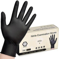 100PCS Black Nitrile Gloves Disposable Gloves for Household Cleaning Kitchen Dishwashing Working Tattoo SPA Gloves Latex Free