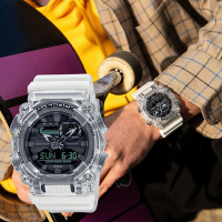 CASIO 卡西歐 G-SHOCK 炫彩音浪 工業風雙顯手錶 送禮推薦-冰酷白 GA-900SKL-7A