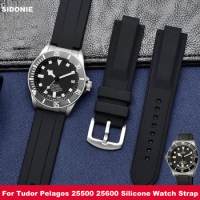 Soft Silicone Watch Strap for Tudor Pelagos 25500 25600 Waterproof Rubber Watch Band 22mm