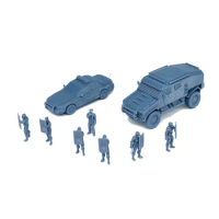 Outland Models Scenery Riot Police Vehicle and Figure Set 1:87 HO Scale