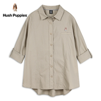 Hush Puppies 襯衫 女裝素色寬版反釦連袖襯衫